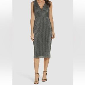 Adrianna Papell Chainmail Sleeveless Sheath Midi Dress